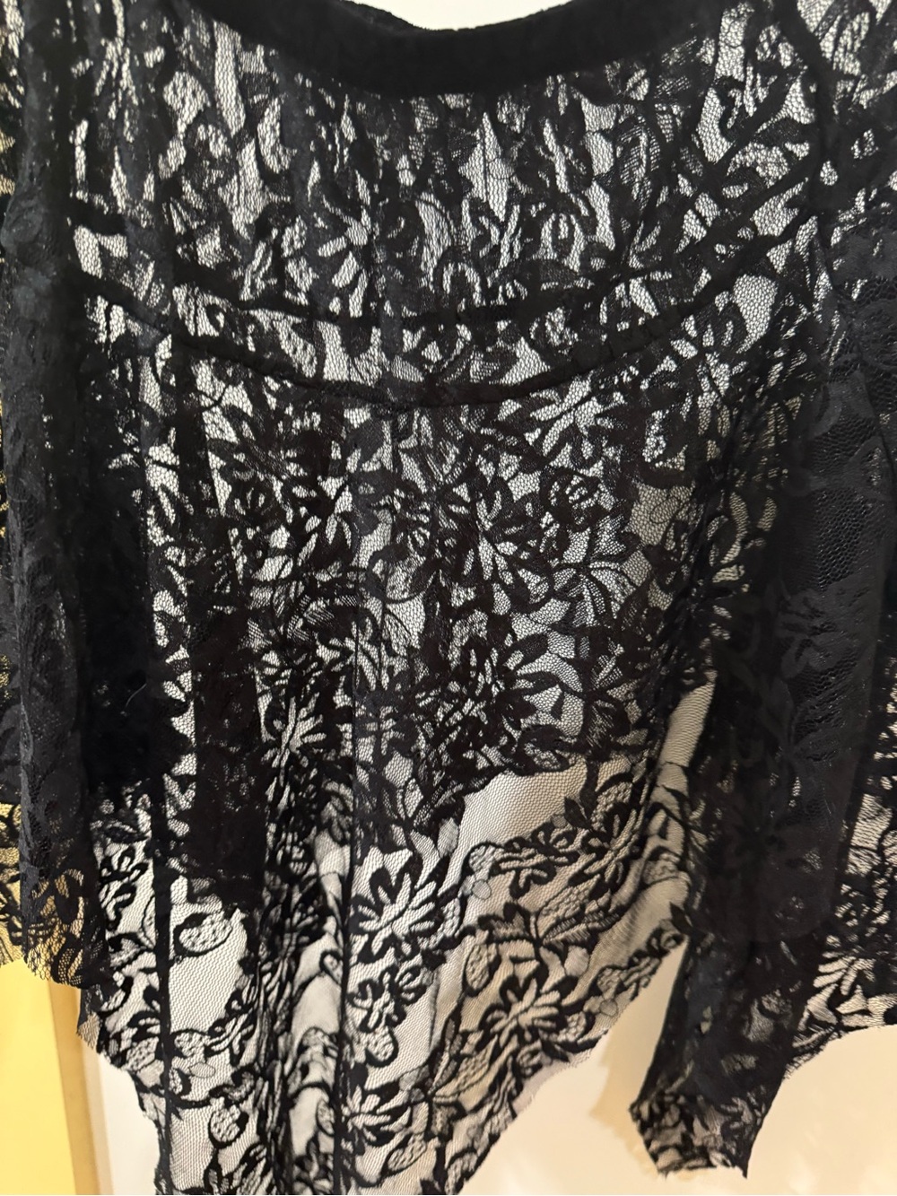 Black Lace Asymmetrical Handkerchief Hem Skirt - Picture 2 of 2